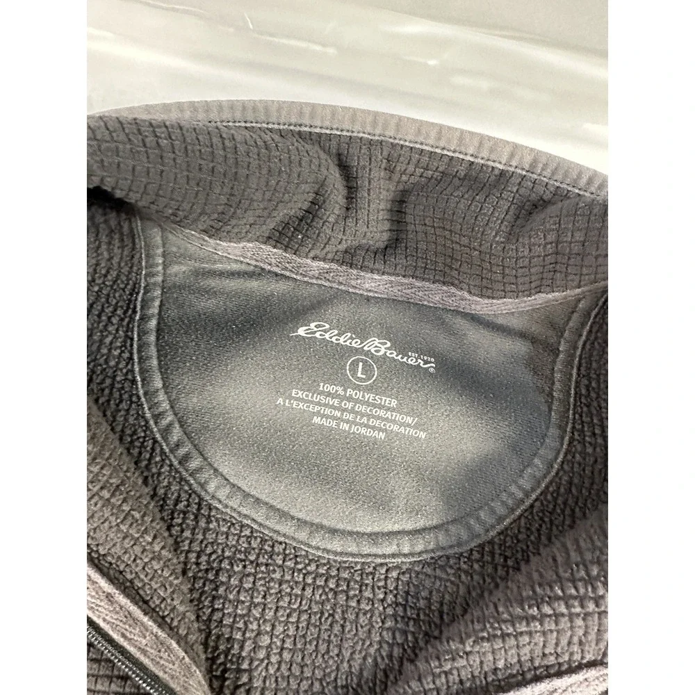 Eddie Bauer Waffle Knit‎ Sweater Mens XL Gray  Fleece 1/4  Pullover - Picture 3 of 7